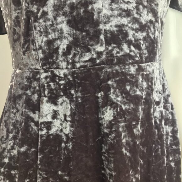 4 for $35 🍄 AE Gunmetal Crushed Velvet Ruffle Sleeve Mini Dress - Picture 3 of 9